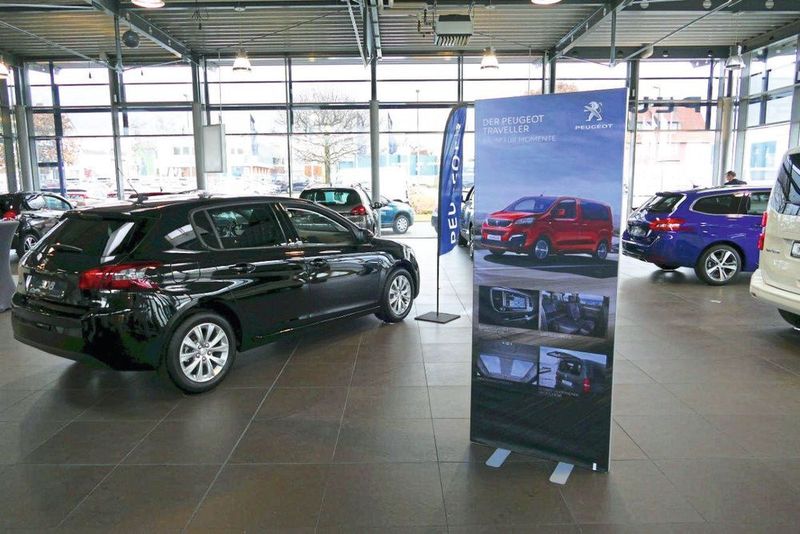 Helle Glasfront mit viel Platz für die aktuelle Modellpalette. (Autohaus Peter)