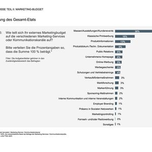 Die Grafik zeigt die Verteilung der externen Marketingbudgets im Überblick.