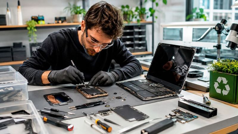 Das Recht auf Reparatur gilt nicht nur für Weiße Ware, sondern auch für Smartphones, Tablets, Notebooks & Co.(Bild:  Dall-E / KI-generiert)