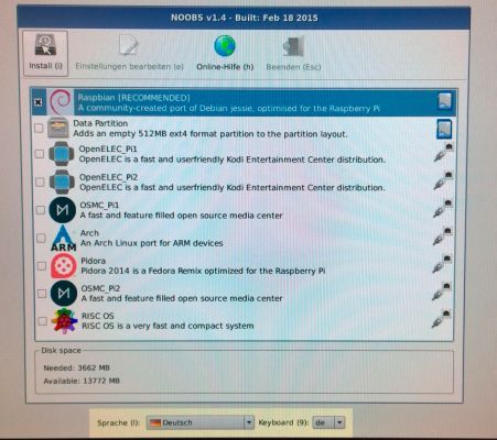 Conrad Adventskalender Raspberry Pi: Installation des Betriebssystems Raspian aus der NOOBS-Sammlung (Bild: Margit Kuther)
