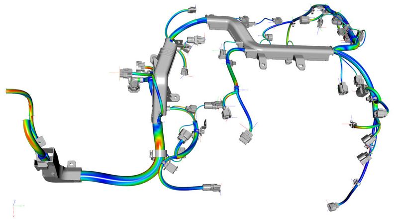 Das Tool „IPS Cable Simulation“ etabliert sich weltweit zum festen Bestandteil des Produktprozesses in der Automobil-und Nutzfahrzeugindustrie. (Bild: Fraunhofer)