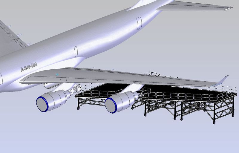 Die Wing-Dock-Module lassen sich in der Neigung den unterschiedlichen Flugzeugtypen anpassen.   Bild: Günzburger Steigtechnik (Archiv: Vogel Business Media)