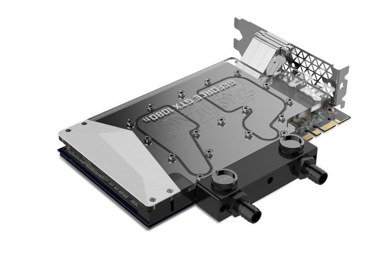 Der Wasserblock auf der Zotac-Karte ist mit Standard-Anschlüssen für gängige Wasserkühlungen ausgestattet.  (Zotac)