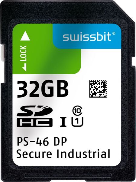 Hardware-Schlüssel: Die Swissbit-Speicherkarte PS-46 DP in der Data-Protection-Edition fungiert als sicherer Lizenzcontainer für Softwareapplikationen der Steuerungsplattform PLCnext Control.  (Swissbit)