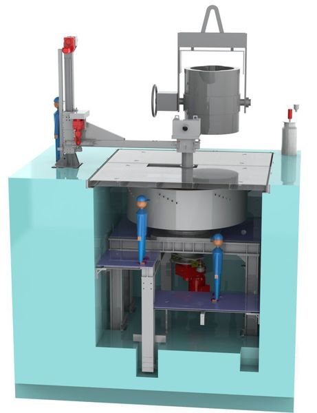 Vertikal-Schleudergussanlage als Simulation. (Bild: Düker)