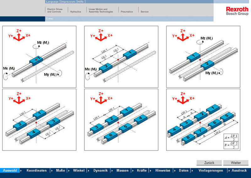 Bild 6: Das Berechnungsprogramm Rexroth Linear Motion Designer deckt das gesamte Produktspektrum an Profilschienenführungen ab. (Bosch Rexroth)