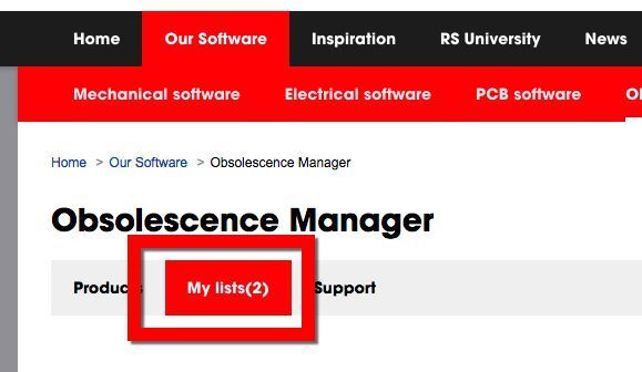 Designspark Obsolescence Manager: Das Anlegen von mehreren Listen ist möglich (RS Components)