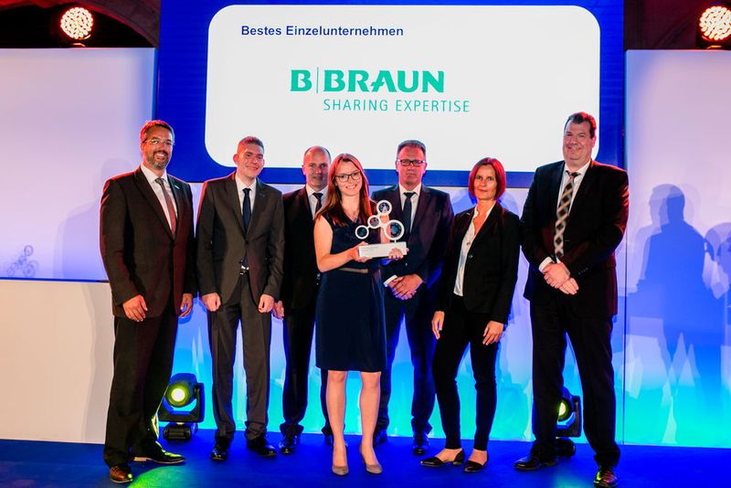 Die Gewinner der B. Braun Melsungen AG (v.l.n.r.): Michael Wurster, Benjamin Oswald, Reinhard Alt, Melanie Wille, Volker Zeinar, Vera Schormann und Holger Clobes. (GS1)