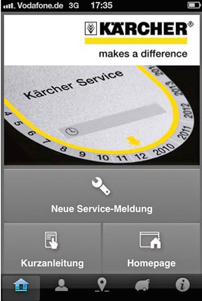 Über die Kärcher-Service-App können in vier schnellen Schritten Maschinenschäden gemeldet werden... (Bild: Kärcher)