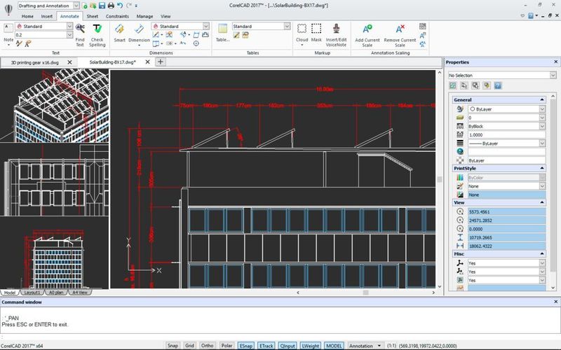 Eine intuitive und anpassbare Benutzeroberfläche hilft bei der Erstellung hochwertiger Grafiken. Die native Unterstützung des DWG-Formats und Unterstützung der Formate DXF, DWF, PDF und vieler weiterer gängiger Formate vereinfacht die Zusammenarbeit mit Kollegen und Zulieferern. (Corel)
