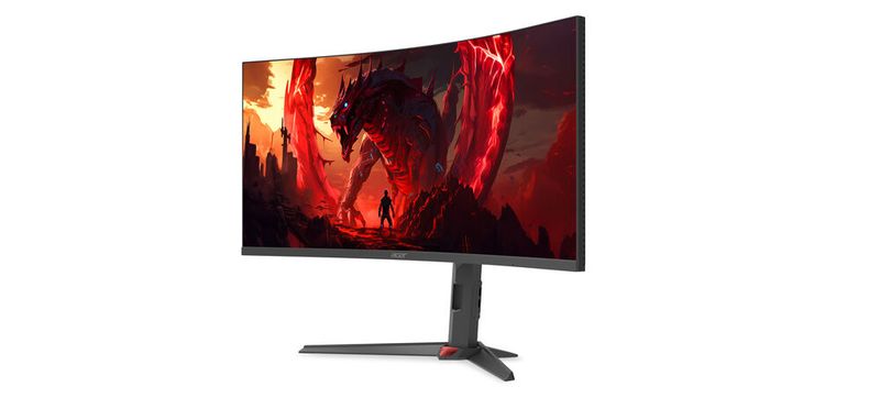 Für immersives Gaming: Der gekrümmte 39,7-Zöller Nitro XZ403CKR bietet eine 5K-WUHD-Auflösung (5.120 x 2.160 Pixel). (Bild: Acer)