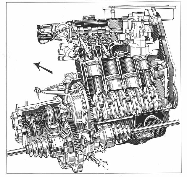 Genau wie sein großer Bruder (EA 827) mit anfangs 1,3-l- und 1,5-l-Hubraum war der 1,1-l-Motor (EA801) des Polo eine überaus moderne Konstruktion und für viele, viele Kilometer gut. Aufgrund der Tatsache, dass die Ventilbetätigung via Zahnriemen über Schlepphebel erfolgt, wird er oft auch als Schlepphebelmotor bezeichnet. (Bild: Volkswagen)