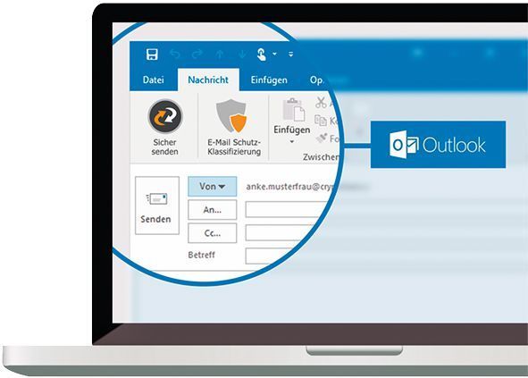 Ist die E-Mail Schutz-Klassifizierung in Outlook aktiviert, so findet sie der Anwender gleich rechts neben der Cryptshare Schaltfläche. (Befine Solutions)