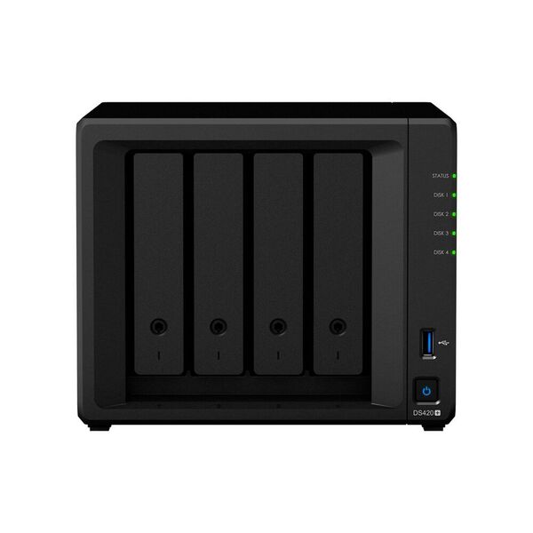 Synology DiskStation DS420+, Frontansicht. (Synology)