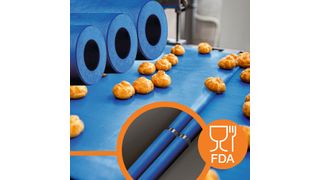 Das neue FDA-konforme Tribopolymer iglidur A250 ist speziell für den Einsatz als Messerkantenrolle entwickelt und hält selbst hohen Bandgeschwindigkeiten verschleißfest stand. (Bild: igus)