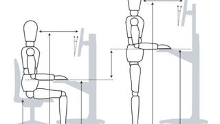 Ein Arbeitsplatz-Planer von Ergotron hilft die Komponenten des eigenen Arbeitsplatzes (Stuhlhöhe, Höhe und Abstand des Monitors) und Lage der Tastatur zu optimieren.  (Ergotron)