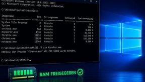 Mit „taskkill“ lassen sich nun Tasks beenden.  (Bild: Thomas Joos)
