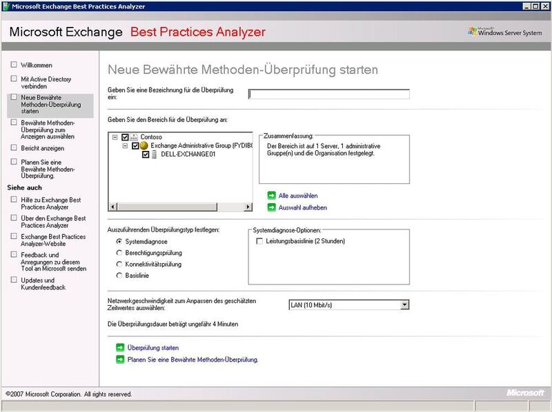 Exchange 2010 verfügt über ein eingebautes Tool für die optimale Konfiguration der Exchange-Umgebung. (Bild: Joos)