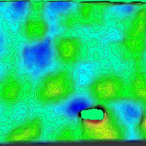 Hier als Beispiel ein Ausschnitt einer Busklappe: Der Vergleich des »Master-Bildes« (zum Beispiel aus der Konstruktionszeichnung) als Basis der Messung, wird in einem "Abweichungsbild" dargestellt.