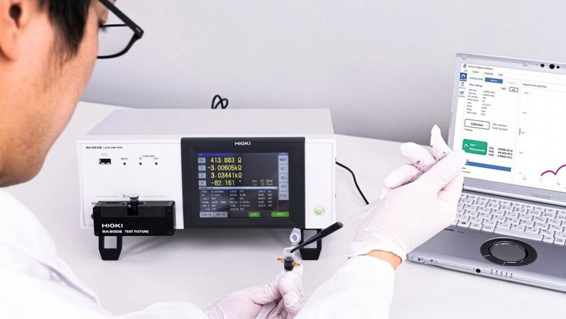 Electrochemical analysis: With the help of slurry analysis, efficiency in the development of lithium-ion batteries can be increased. Using suitable hardware, developers can determine the ideal ratio between active material and conductive additives.(Image: Hioki)