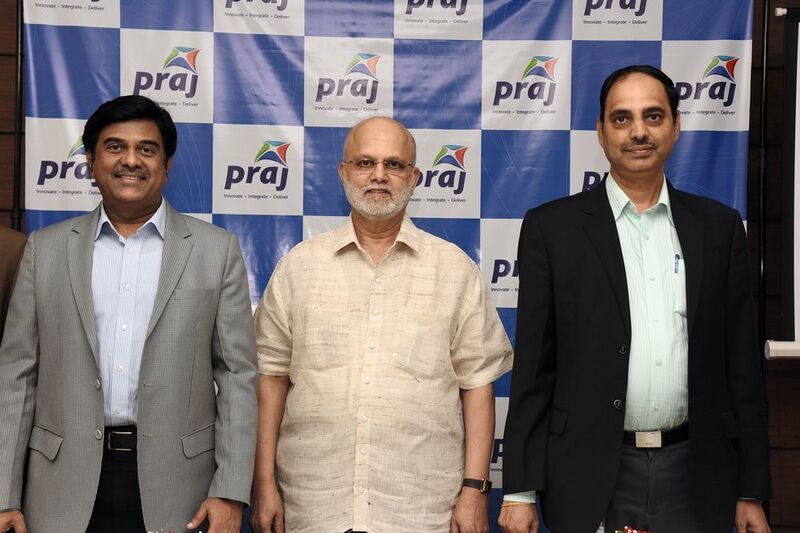 Atul Mulay, President  of Praj Industries, Pramod Chaudhari, Executive Chairman of Praj Industries and Vasudeo Joshi, VP — Biofuels & Chemicals, Praj at the press conference. (Praj Industries)