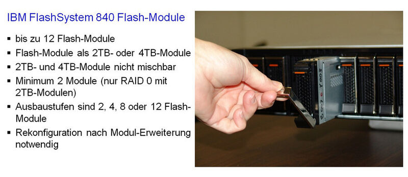 Die Flash-Module des FlashSystem 840 (Bild: IBM)