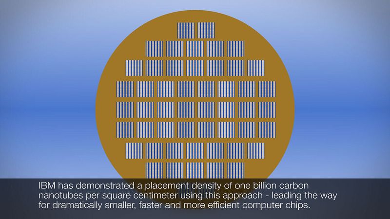 Schematische Darstellung des Wafers mit den Kohlenstoff-Nanoröhrchen (Foto: IBM Research)