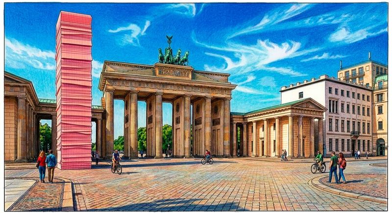 Papier für 120.000 EKGs wurde an den Vivantes-Kliniken in einem halben Jahr eingespart. Das entspricht einem Stapel von 32 Metern – höher als das Brandenburger Tor. (Bild:  Gemini / KI-generiert)