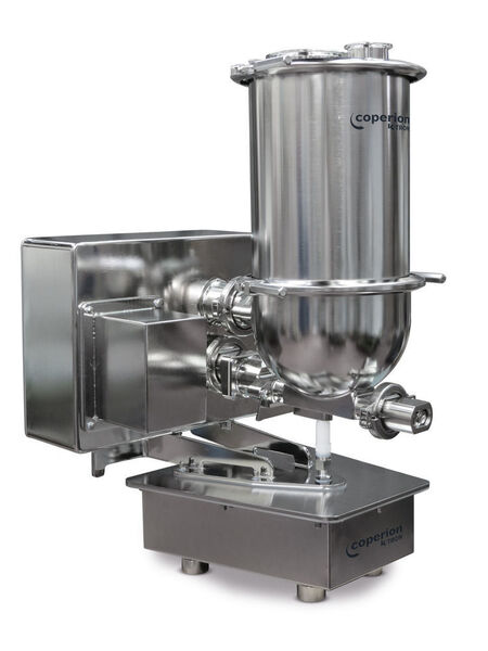 Coperion K-Tron’s new QT20 pharmaceutical feeder with a redesigned trapezoid scale shape and significantly smaller footprint is optimized for multi-feeder clusters around a process inlet. (Coperion K-Tron, Niederlenz, Switzerland)