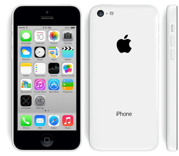 Auch das iPhone 5C in Weiß hat eine schwarze Front. (Bild: Apple)