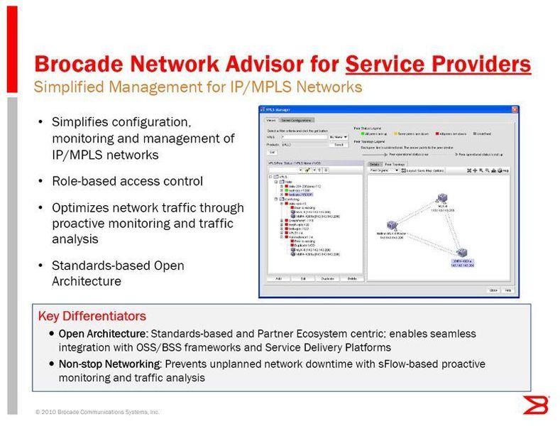Für Provider bietet BNA die Möglichkeit, IP- und MPLS-Netze zu überwachen und zu steuern. Bild: Brocade (Archiv: Vogel Business Media)