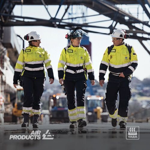 Air Products and Yara International are working to combine Air Products’ industrial gas capabilities and low-emission hydrogen with Yara’s ammonia production and distribution network.(Source:  Yara)