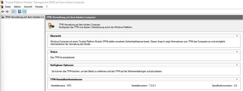Anzeigen der Daten eines TPM-Chips in Windows 10 und Windows 11. (Joos / Microsoft)