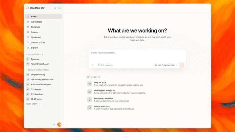 Ursprünglich für die eigene, global verteilte Belegschaft entwickelt, gibt CloudflareOS allen Mitarbeitern Zugang zu KI-Tools und Unternehmenssystemen, ohne neue Infrastruktur und ohne Umweg über die Entwicklungsabteilung.(Bild:  Cloudflare)