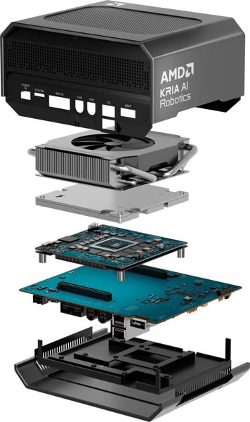 Die Kria AI Robotics Developer Platform basiert auf dem den Kria AI SOMs (System-on-Modules), die einem Prozessor aus der Ryzen-AI-Embedded-X100-Familie bestückt sind. (Bild: AMD)