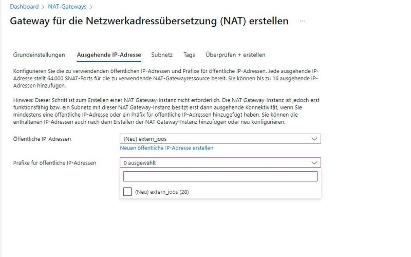 NAT-Gateways erhalten Zugriff auf eine externe IP-Adresse. (Bild: Joos - Microsoft)