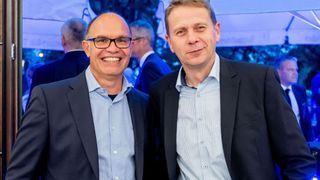Die Sprecher des neuen BV-Med-Fachbereichs Fach- und Großhandel, Marcus Simon (links) und Helmut Krebber (rechts) auf dem BV-Med-Herbsttreff 2021. (BV-Med)