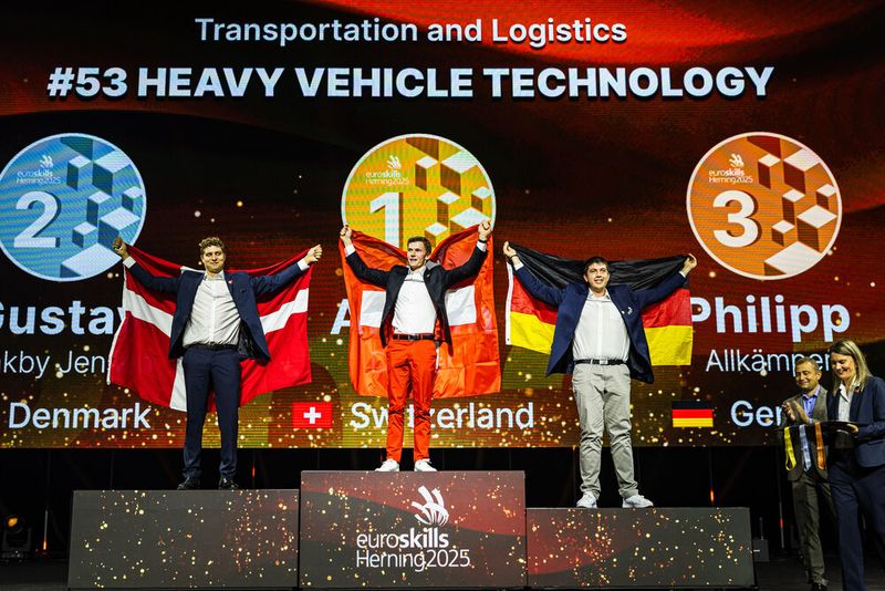 Er erkämpfte sich die Bronze-Meaille. Sieger war hier Andrin Dobler aus der Schweiz vor Gustav Klinkby Jensen aus Dänemark. (Bild: Anders Wiuff - Worldskills Europe)