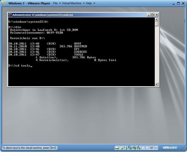 Abbildung 3: Windows 7 Prof. kann mit Bordmitteln eine ISO-Datei auf CD/DVD brennen, was für eine virtuelle Maschine nicht notwendig ist. Nach dem Booten befindet sich auf „D“ der Inhalt von Windows PE 3.1. (Archiv: Vogel Business Media)