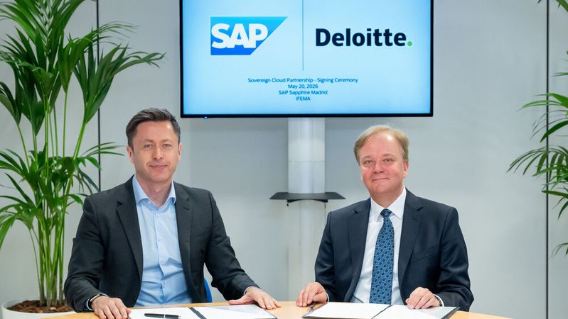 SAP und Deloitte kooperieren: Martin Merz (l.) von SAP und Andreas Gentner von Deloitte(Bild:  SAP SE)