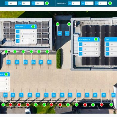 Die webbasierte Visualisierung wurde mit Logiccloud HMI erstellt und zeigt übersichtlich alle Ladestationen.  (Bild: Logiccloud AG)