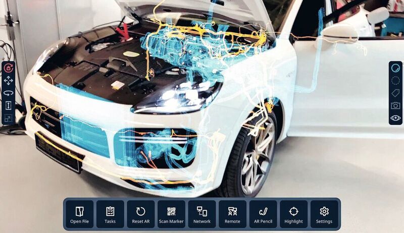 Mit Game Engines lassen sich Augmented-Reality-Anwendungen erstellen, die reale Bilder mit digitalen Informationen erweitern. (Porsche AG)