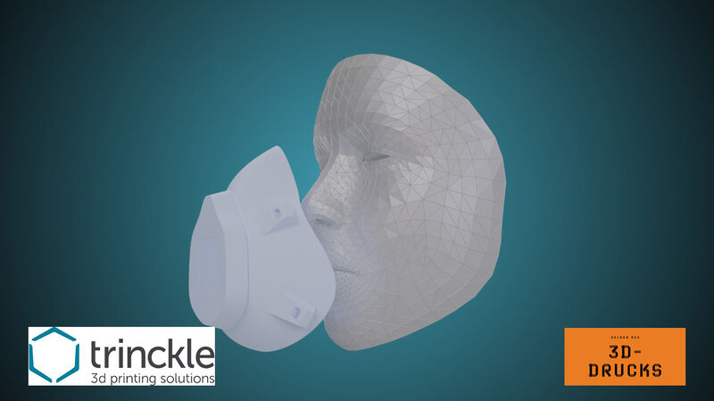Trinckle 3D GmbH  Das Unternehmen ist ein Online 3D-Druckservice und stellt sein Wissen außerdem auf der Software-Plattform paramte.trinckle zur Verfügung.  In der Corona-Krise arbeitete das Unternehmen mit MyMask zusammen: Das gemeinnützige Projekt MyMask stellt eine Anwendung zur Verfügung, bei der ein druckbares 3D-Modell einer Maske erstellt werden kann, welche an eine bestimmte Gesichtsform angepasst wird. Dafür hat sich MyMask mit dem deutschen Software-Unternehmen zusammengeschlossen, um von dessen Software-Plattform Paramate profitieren zu können.   (Trinckle 3D GmbH)