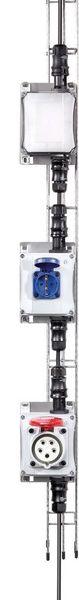 Gesis-Rundkabelsystem: LED-Leuchte, Steckdosenmodul, CEE-Steckdosenmodul (Bild: Wieland Electric GmbH)