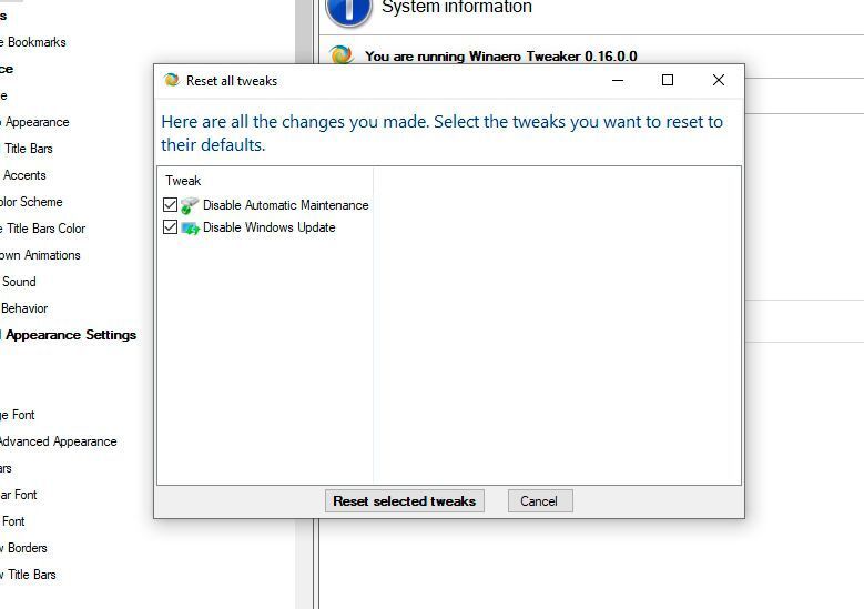 Änderungen lassen sich auch wieder schnell und einfach direkt in Winaero Tweaker zurücksetzen. (Th. Joos)
