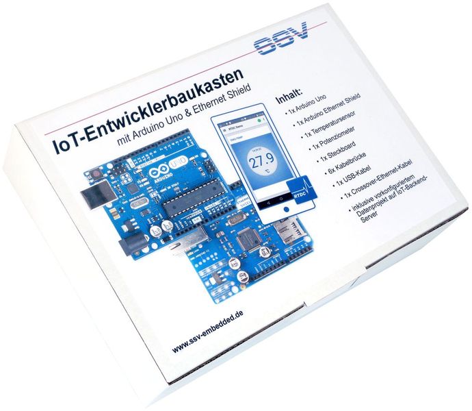 Der IoT-Entwicklerbaukasten von SSV ist genau das Richtige für alle, die gerne Ihre eigenen Erfahrungen im Internet der Dinge sammeln möchten. Er enthält alle benötigten Features, um in wenigen Schritten Sensordaten auf einen SSV-IoT-Server zu laden und z. B. über eine Website oder die SSV-Smartphone-App abzurufen. (Bild: SSV Software Systems GmbH	)