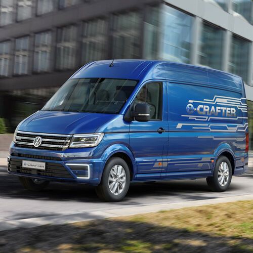 Der VW E-Crafter soll bis zu 160 Kilometer weit kommen.(Bild:  Volkswagen)