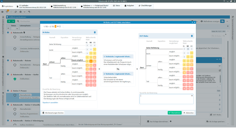 Darstellung von IN-Risiko und OUT-Risiko in Safexpert 10.(Bild:  IBF Solutions GmbH)