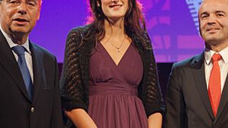 Susann Reichel mit den Vorständen der Grieshaber Logistics Group Kurt Grieshaber (links) und Dipl.-BW (BA) Toni Elbert. (Bild: DHBW)