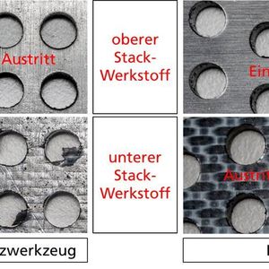 Bohrungen in Titan/CFK: hier die Ergebnisse der ersten Pilotierungs-Studie über den Konteraufbohr-Prozesses nach 50 Bohrungen.